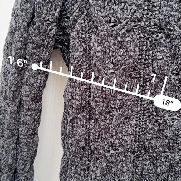 Chenille Cocoon Cardigan Sweater, Midweight,charcoal grey open front size M - Picture 15 of 16